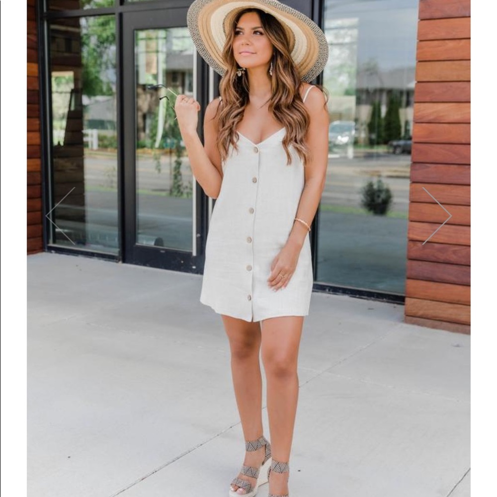 Pink Lily button front dress in taupe